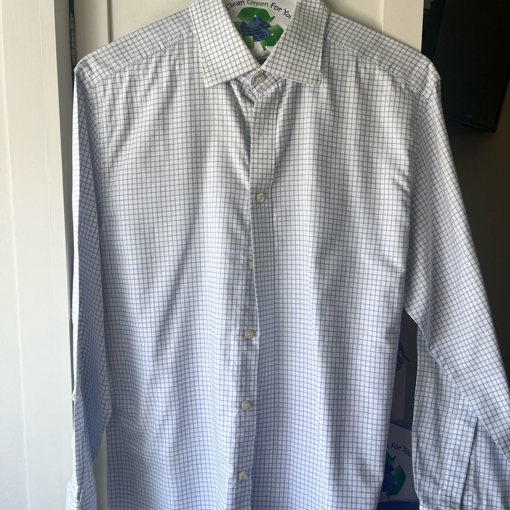 Charles Tyrwhitt Blue and White Check Dress Shirt